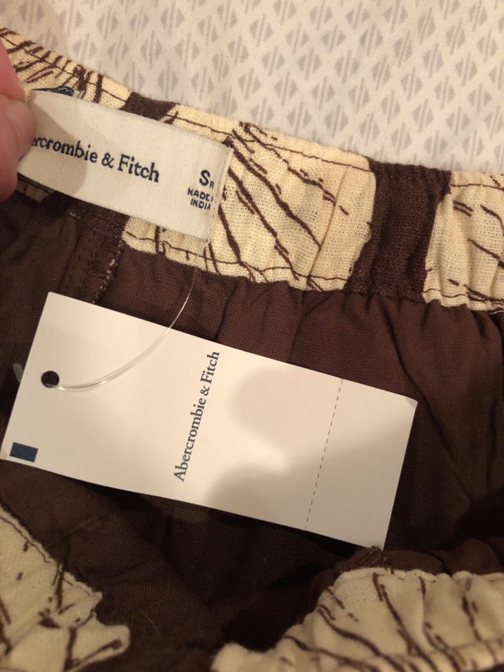 Abercrombie & Fitch Brown and Cream Printed Shorts - Picture 3 of 3